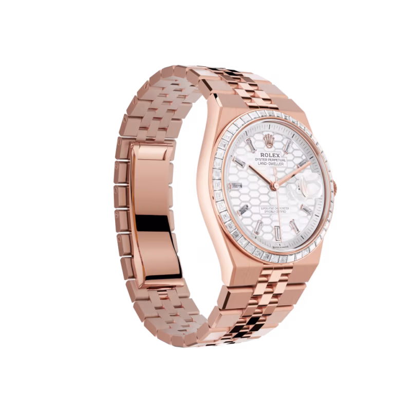 Rolex Land-Dweller 36 M127285TBR-0002 Everose Gold Diamond Bezel Diamond Paved Dial President Bracelet - Image 6